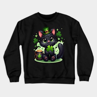 Funny cat shamrock Crewneck Sweatshirt